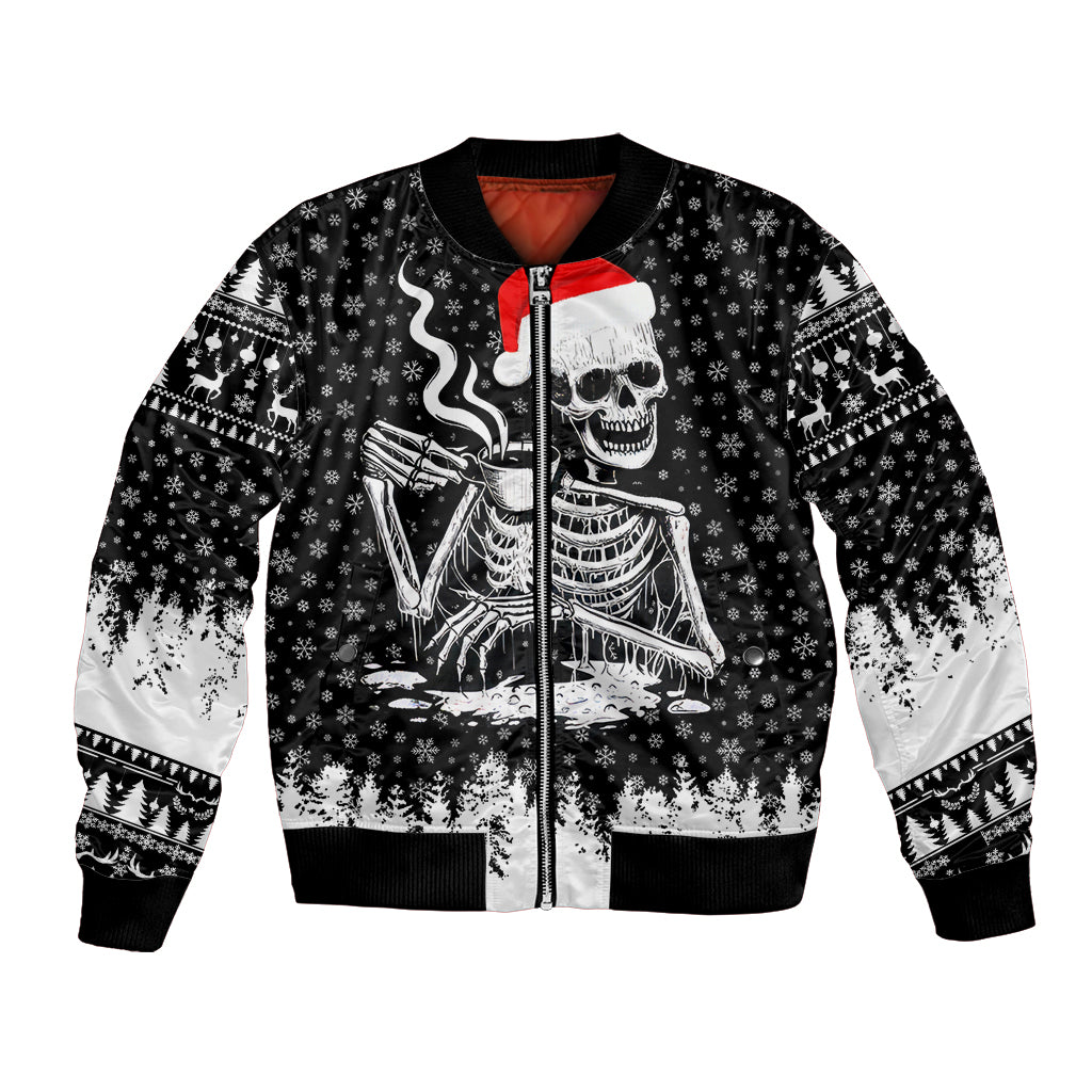 Skeleton Santa Claus Bomber Jacket Scary Skeleton Santa Claus Coming - Wonder Print Shop