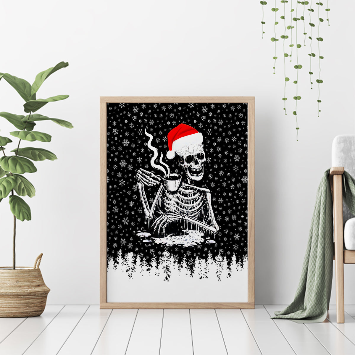 Skeleton Santa Claus Canvas Wall Art Scary Skeleton Santa Claus Coming - Wonder Print Shop