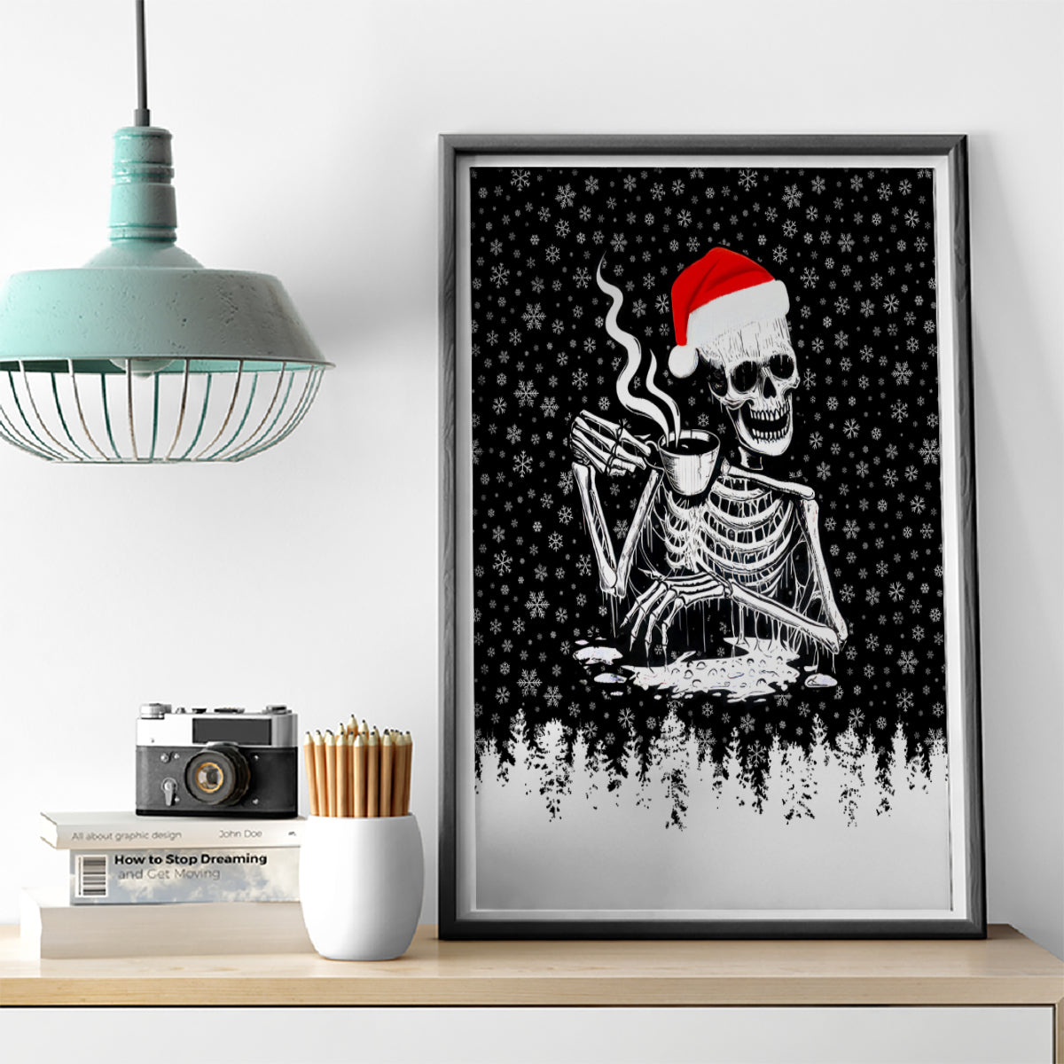 Skeleton Santa Claus Canvas Wall Art Scary Skeleton Santa Claus Coming - Wonder Print Shop