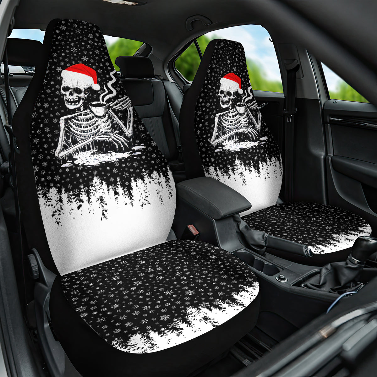 Skeleton Santa Claus Car Seat Cover Scary Skeleton Santa Claus Coming - Wonder Print Shop