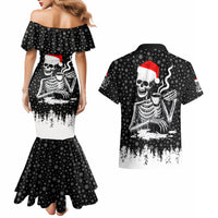 Skeleton Santa Claus Couples Matching Mermaid Dress and Hawaiian Shirt Scary Skeleton Santa Claus Coming - Wonder Print Shop
