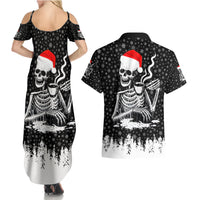 Skeleton Santa Claus Couples Matching Summer Maxi Dress and Hawaiian Shirt Scary Skeleton Santa Claus Coming - Wonder Print Shop