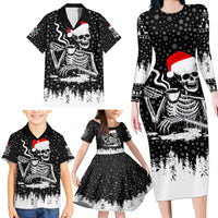 Skeleton Santa Claus Family Matching Long Sleeve Bodycon Dress and Hawaiian Shirt Scary Skeleton Santa Claus Coming - Wonder Print Shop