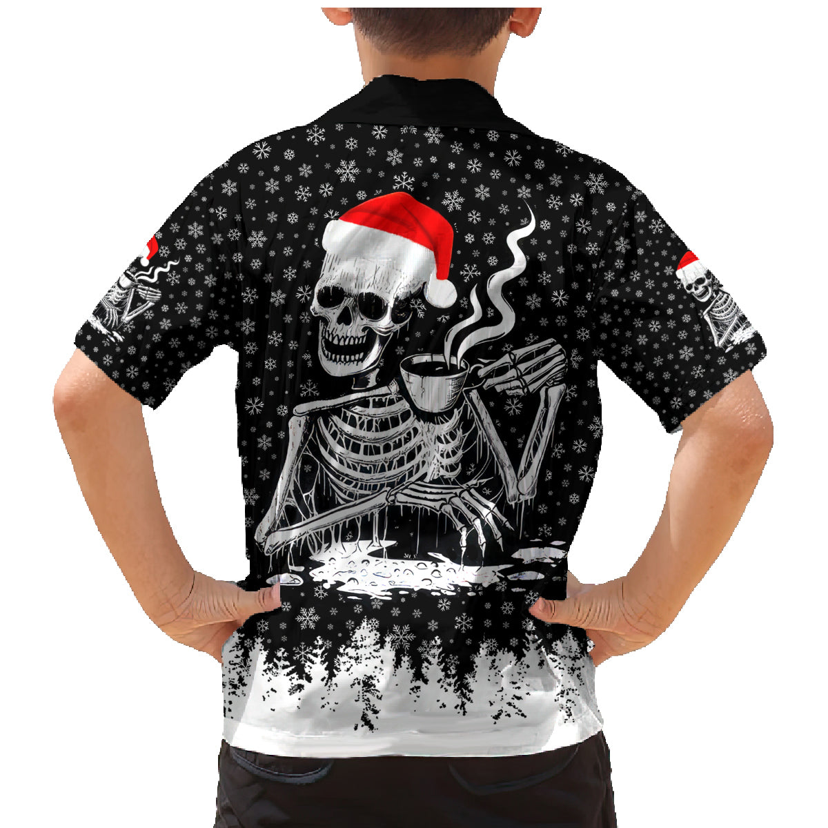 Skeleton Santa Claus Family Matching Mermaid Dress and Hawaiian Shirt Scary Skeleton Santa Claus Coming - Wonder Print Shop