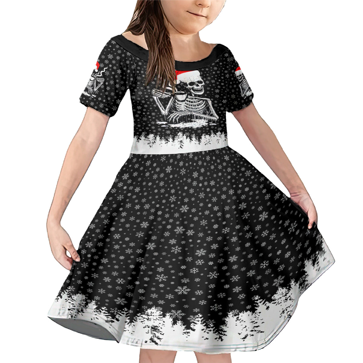 Skeleton Santa Claus Family Matching Mermaid Dress and Hawaiian Shirt Scary Skeleton Santa Claus Coming - Wonder Print Shop