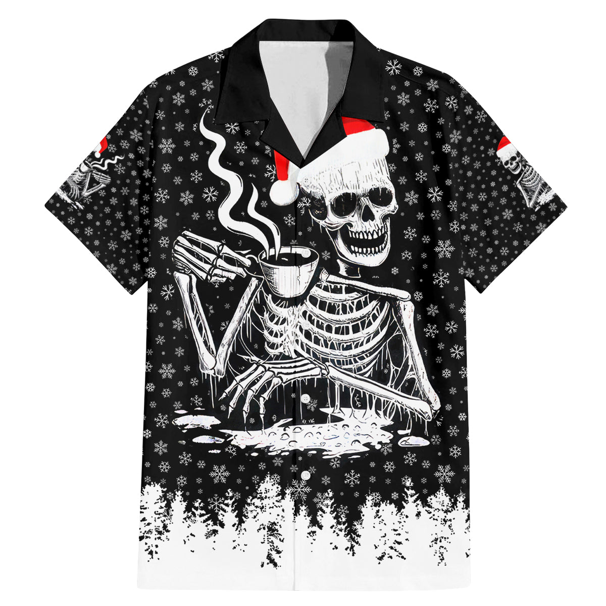 Skeleton Santa Claus Family Matching Mermaid Dress and Hawaiian Shirt Scary Skeleton Santa Claus Coming - Wonder Print Shop