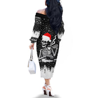 Skeleton Santa Claus Family Matching Off Shoulder Long Sleeve Dress and Hawaiian Shirt Scary Skeleton Santa Claus Coming - Wonder Print Shop