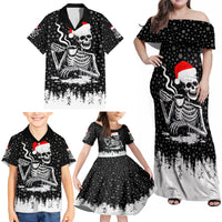 Skeleton Santa Claus Family Matching Off Shoulder Maxi Dress and Hawaiian Shirt Scary Skeleton Santa Claus Coming - Wonder Print Shop