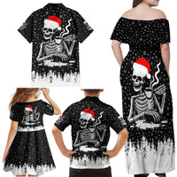 Skeleton Santa Claus Family Matching Off Shoulder Maxi Dress and Hawaiian Shirt Scary Skeleton Santa Claus Coming - Wonder Print Shop
