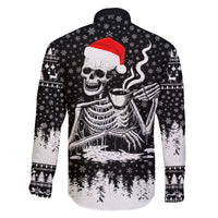 Skeleton Santa Claus Family Matching Off Shoulder Maxi Dress and Hawaiian Shirt Scary Skeleton Santa Claus Coming - Wonder Print Shop