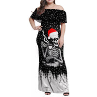 Skeleton Santa Claus Family Matching Off Shoulder Maxi Dress and Hawaiian Shirt Scary Skeleton Santa Claus Coming - Wonder Print Shop