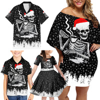 Skeleton Santa Claus Family Matching Off Shoulder Short Dress and Hawaiian Shirt Scary Skeleton Santa Claus Coming - Wonder Print Shop