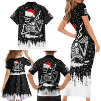 Skeleton Santa Claus Family Matching Short Sleeve Bodycon Dress and Hawaiian Shirt Scary Skeleton Santa Claus Coming - Wonder Print Shop