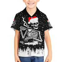 Skeleton Santa Claus Family Matching Short Sleeve Bodycon Dress and Hawaiian Shirt Scary Skeleton Santa Claus Coming - Wonder Print Shop