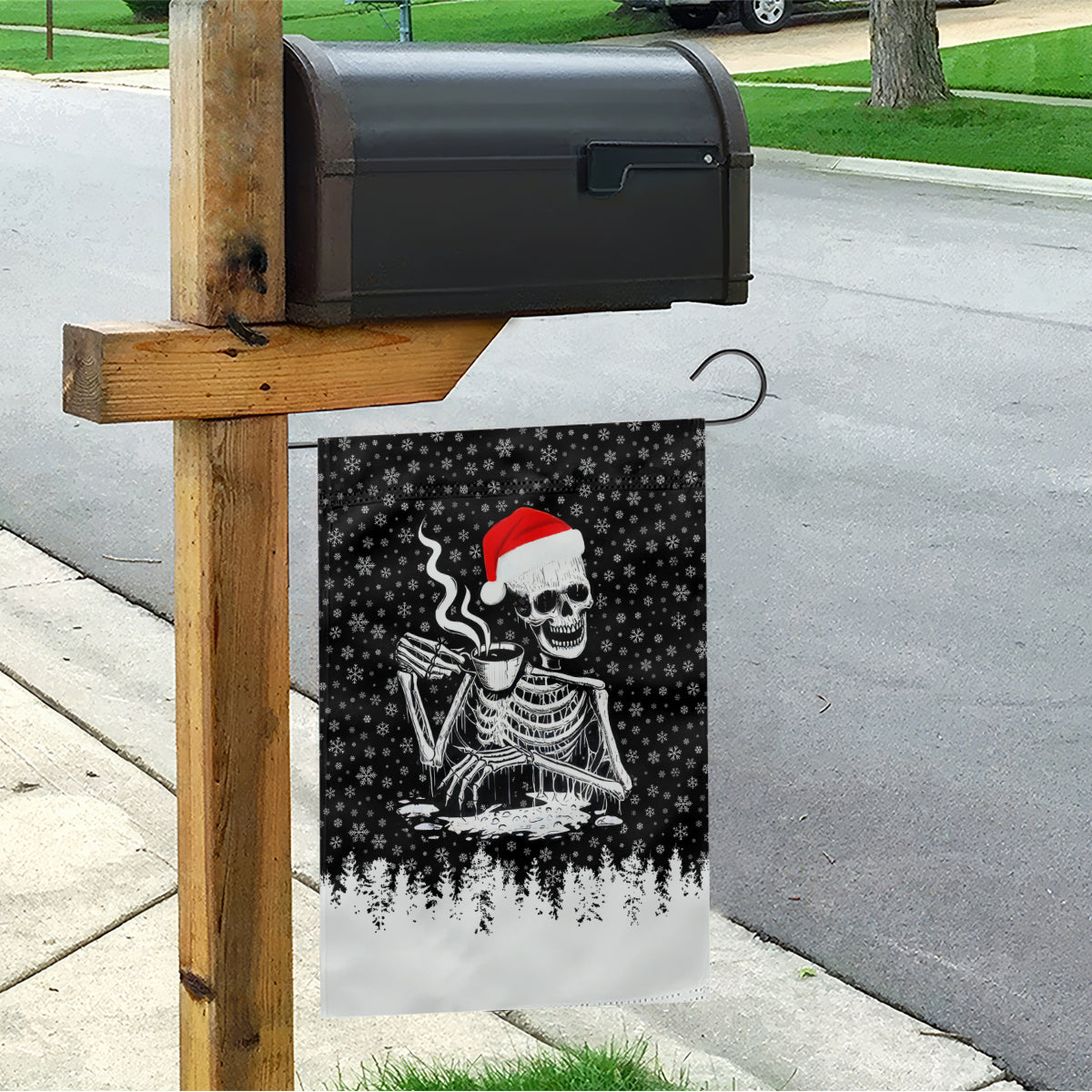 Skeleton Santa Claus Garden Flag Scary Skeleton Santa Claus Coming - Wonder Print Shop