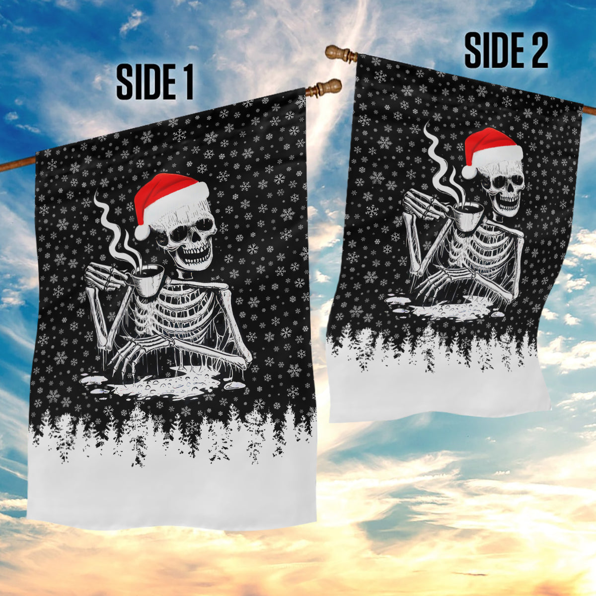 Skeleton Santa Claus Garden Flag Scary Skeleton Santa Claus Coming - Wonder Print Shop
