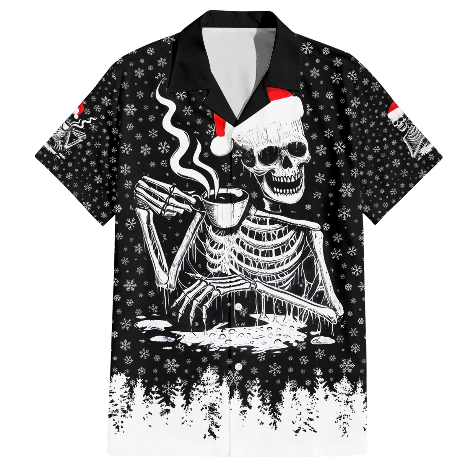 Skeleton Santa Claus Hawaiian Shirt Scary Skeleton Santa Claus Coming - Wonder Print Shop