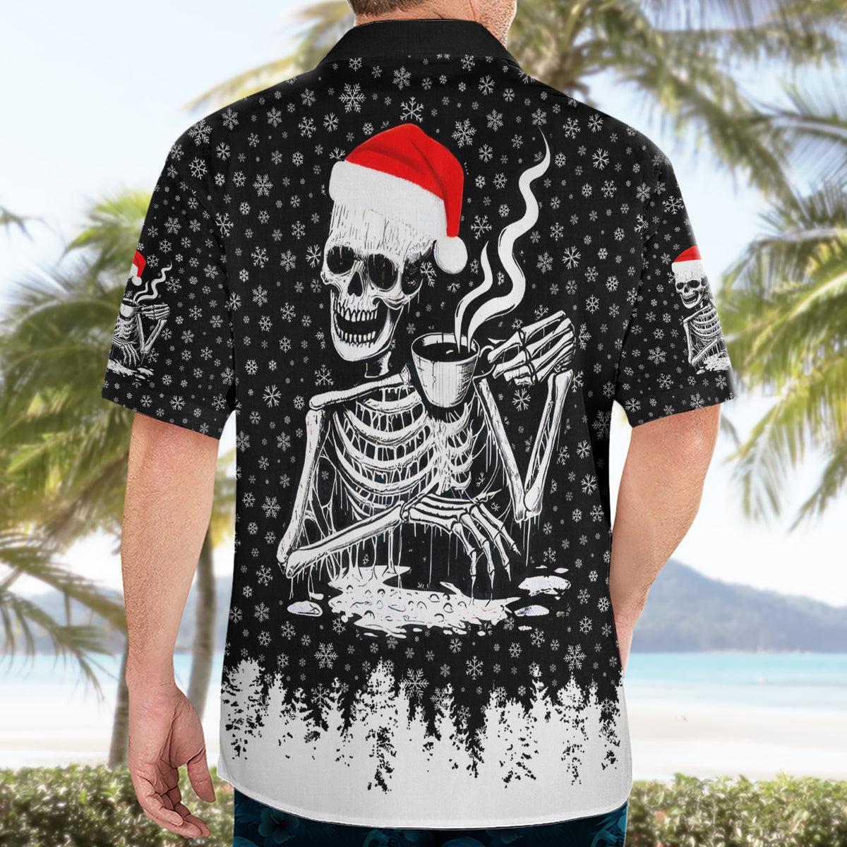 Skeleton Santa Claus Hawaiian Shirt Scary Skeleton Santa Claus Coming - Wonder Print Shop