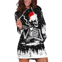 Skeleton Santa Claus Hoodie Dress Scary Skeleton Santa Claus Coming - Wonder Print Shop