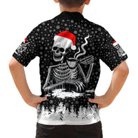 Skeleton Santa Claus Kid Hawaiian Shirt Scary Skeleton Santa Claus Coming - Wonder Print Shop