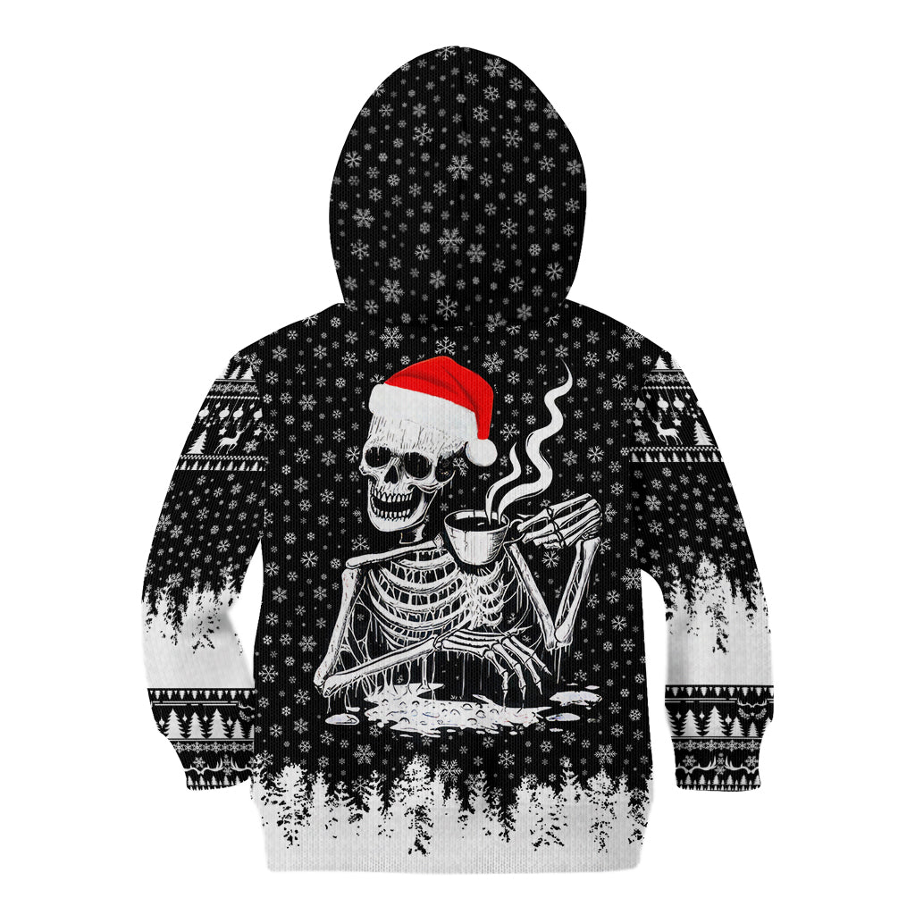 Skeleton Santa Claus Kid Hoodie Scary Skeleton Santa Claus Coming - Wonder Print Shop