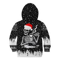 Skeleton Santa Claus Kid Hoodie Scary Skeleton Santa Claus Coming - Wonder Print Shop