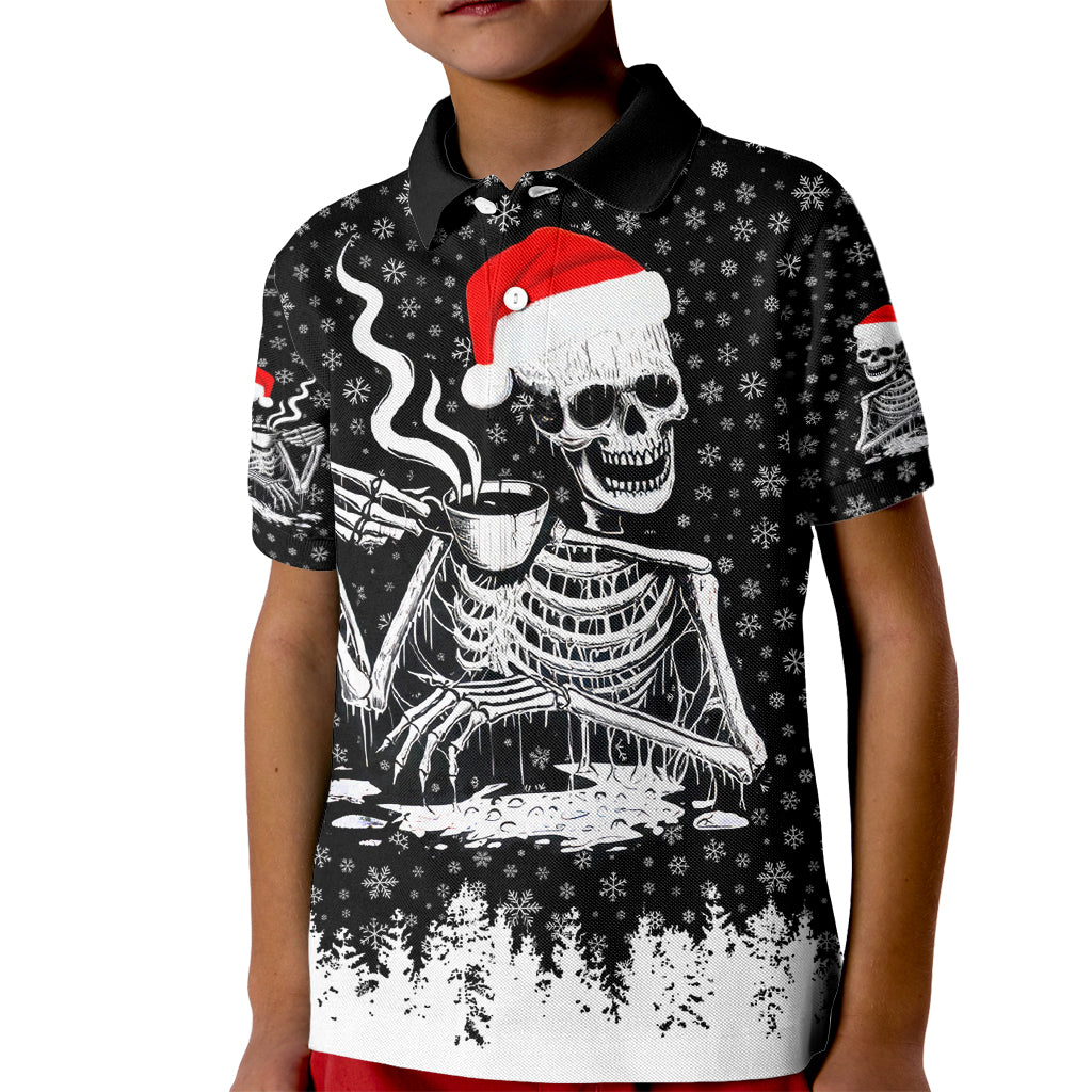 Skeleton Santa Claus Kid Polo Shirt Scary Skeleton Santa Claus Coming - Wonder Print Shop