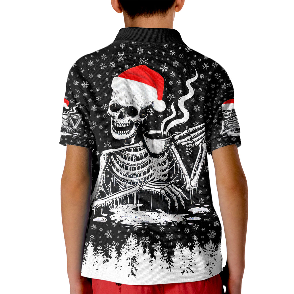 Skeleton Santa Claus Kid Polo Shirt Scary Skeleton Santa Claus Coming - Wonder Print Shop