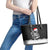 Skeleton Santa Claus Leather Tote Bag Scary Skeleton Santa Claus Coming - Wonder Print Shop