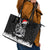 Skeleton Santa Claus Leather Tote Bag Scary Skeleton Santa Claus Coming - Wonder Print Shop
