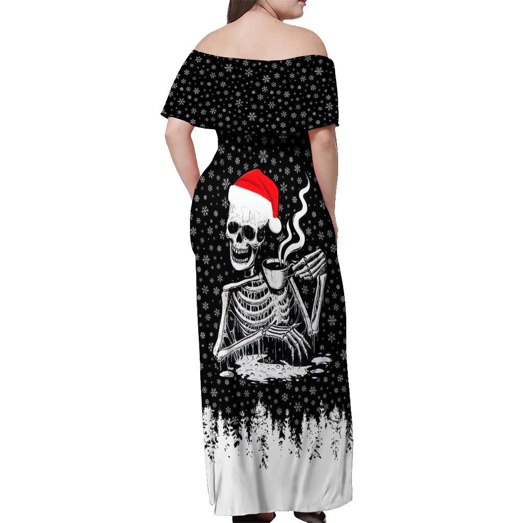 Skeleton Santa Claus Off Shoulder Maxi Dress Scary Skeleton Santa Claus Coming - Wonder Print Shop