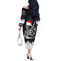 Skeleton Santa Claus Off The Shoulder Long Sleeve Dress Scary Skeleton Santa Claus Coming - Wonder Print Shop