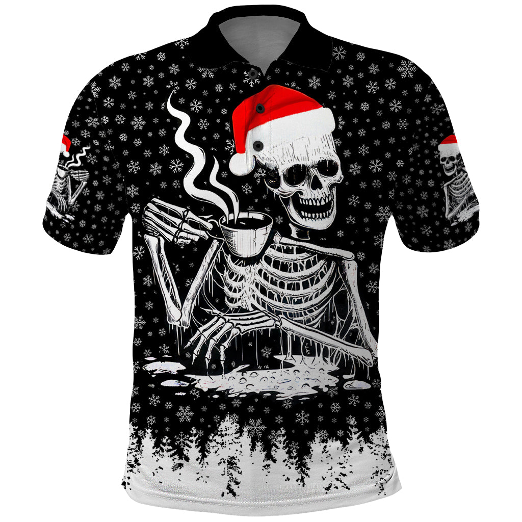 Skeleton Santa Claus Polo Shirt Scary Skeleton Santa Claus Coming - Wonder Print Shop