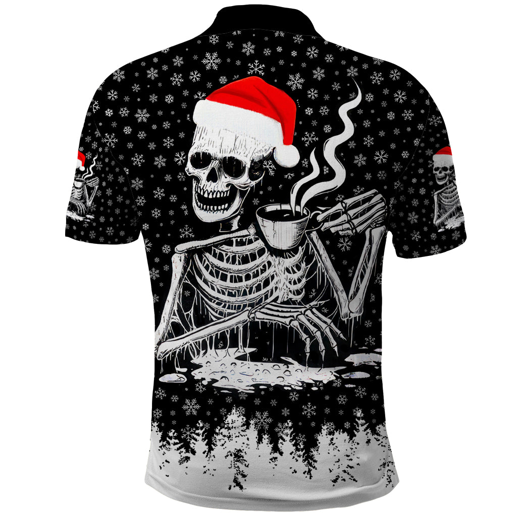 Skeleton Santa Claus Polo Shirt Scary Skeleton Santa Claus Coming - Wonder Print Shop