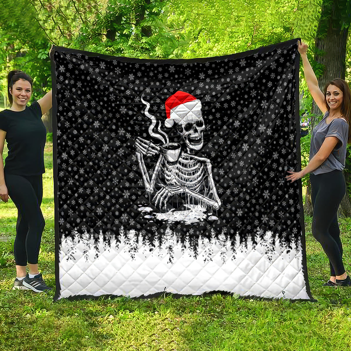Skeleton Santa Claus Quilt Scary Skeleton Santa Claus Coming - Wonder Print Shop