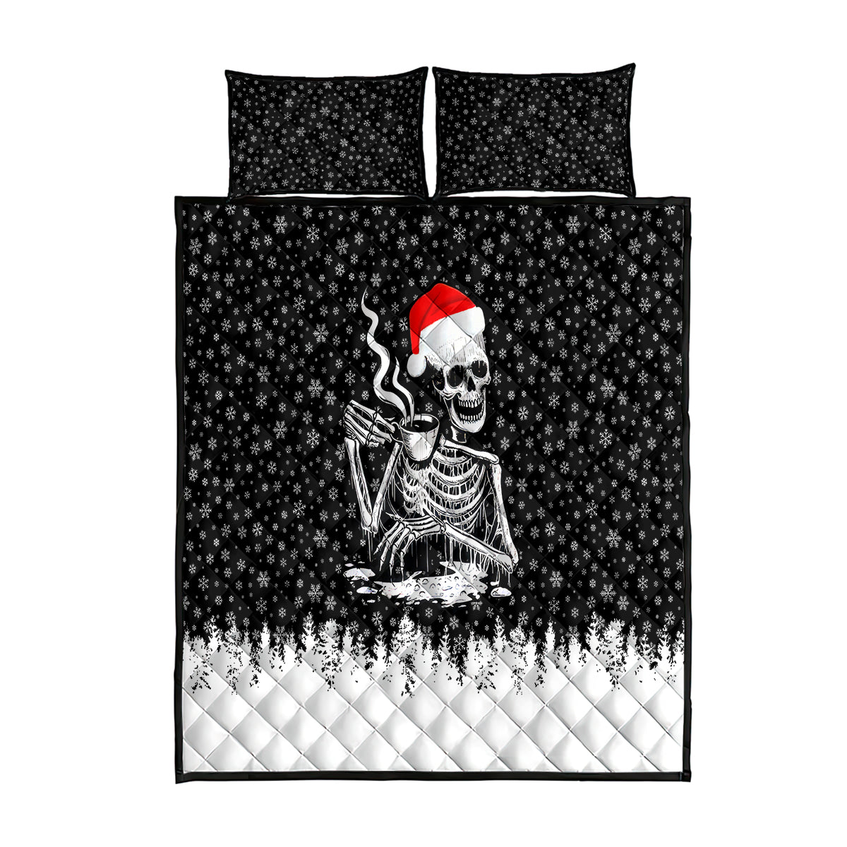 Skeleton Santa Claus Quilt Bed Set Scary Skeleton Santa Claus Coming - Wonder Print Shop