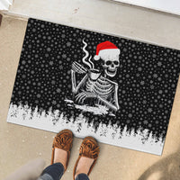 Skeleton Santa Claus Rubber Doormat Scary Skeleton Santa Claus Coming - Wonder Print Shop
