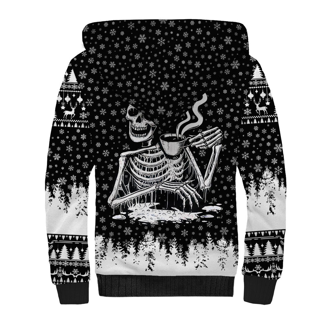 Skeleton Santa Claus Sherpa Hoodie Scary Skeleton Santa Claus Coming - Wonder Print Shop