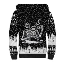 Skeleton Santa Claus Sherpa Hoodie Scary Skeleton Santa Claus Coming - Wonder Print Shop