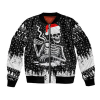 Skeleton Santa Claus Sleeve Zip Bomber Jacket Scary Skeleton Santa Claus Coming - Wonder Print Shop