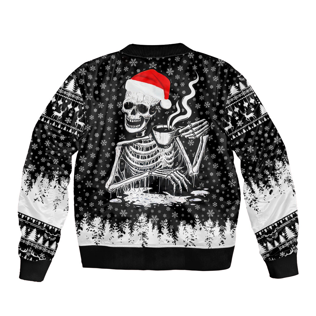 Skeleton Santa Claus Sleeve Zip Bomber Jacket Scary Skeleton Santa Claus Coming - Wonder Print Shop