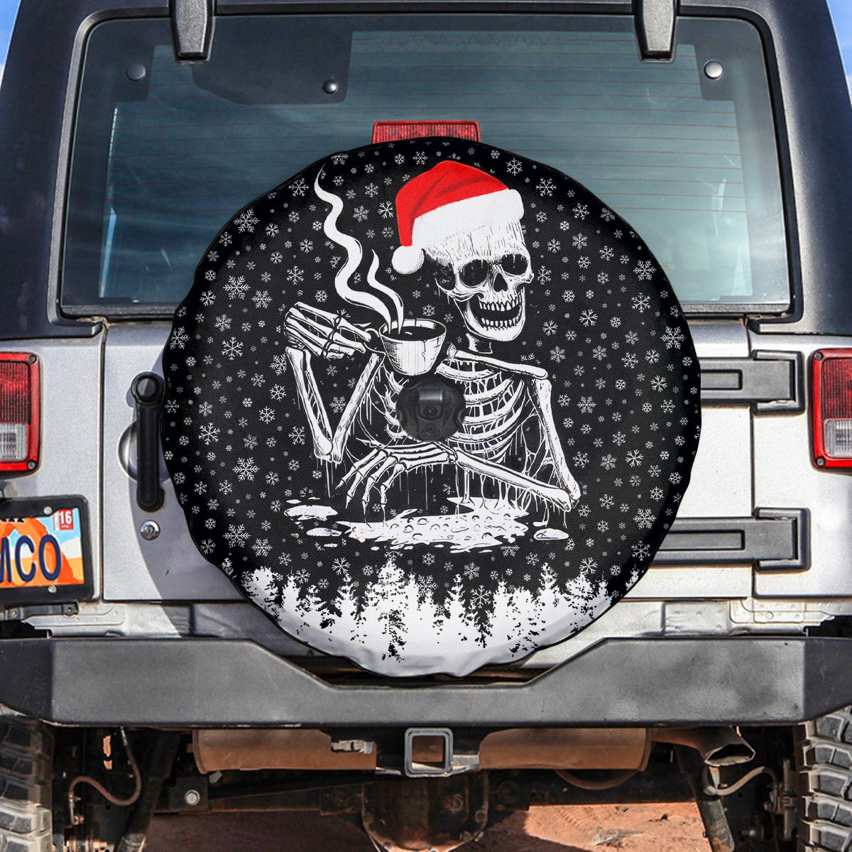 Skeleton Santa Claus Spare Tire Cover Scary Skeleton Santa Claus Coming - Wonder Print Shop