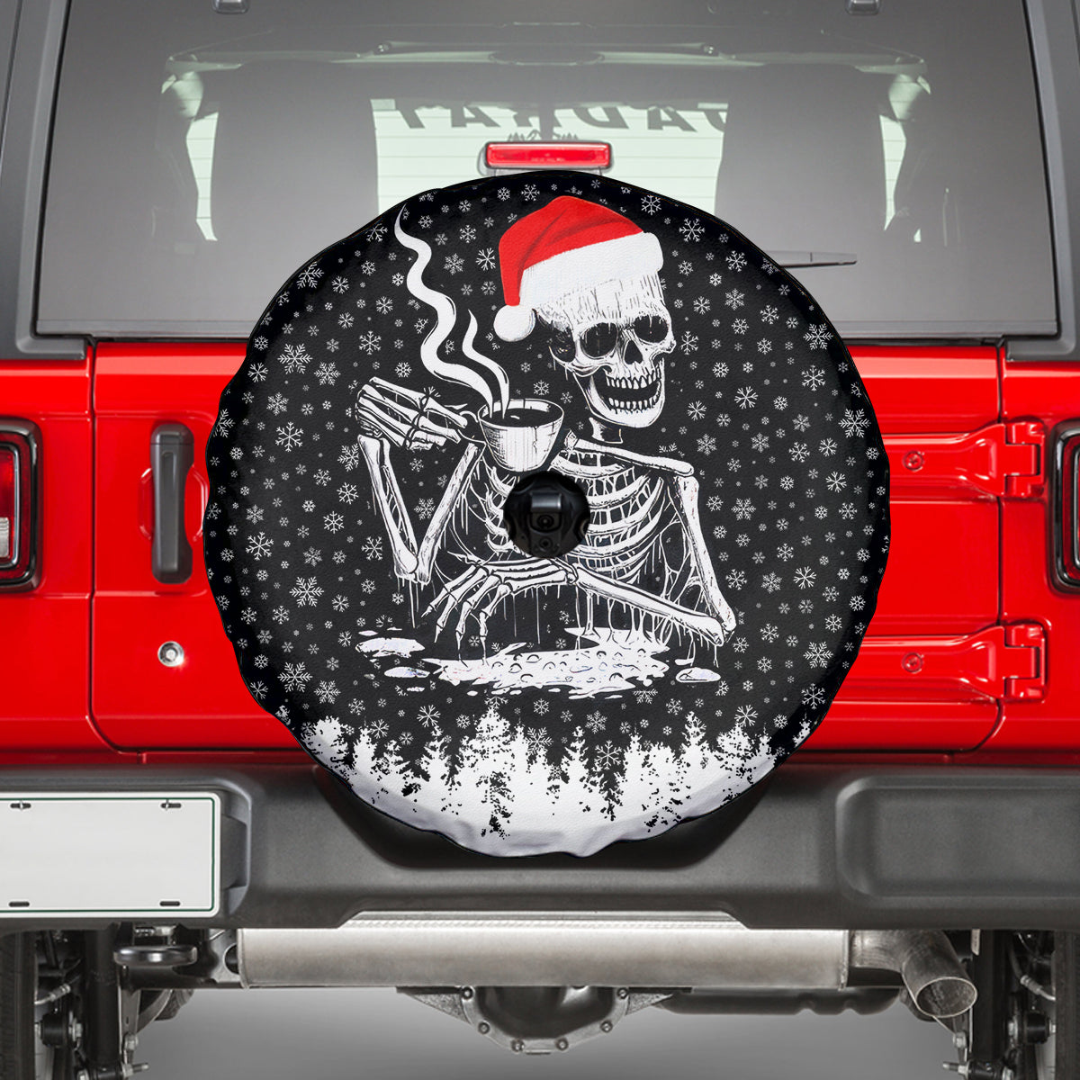 Skeleton Santa Claus Spare Tire Cover Scary Skeleton Santa Claus Coming - Wonder Print Shop