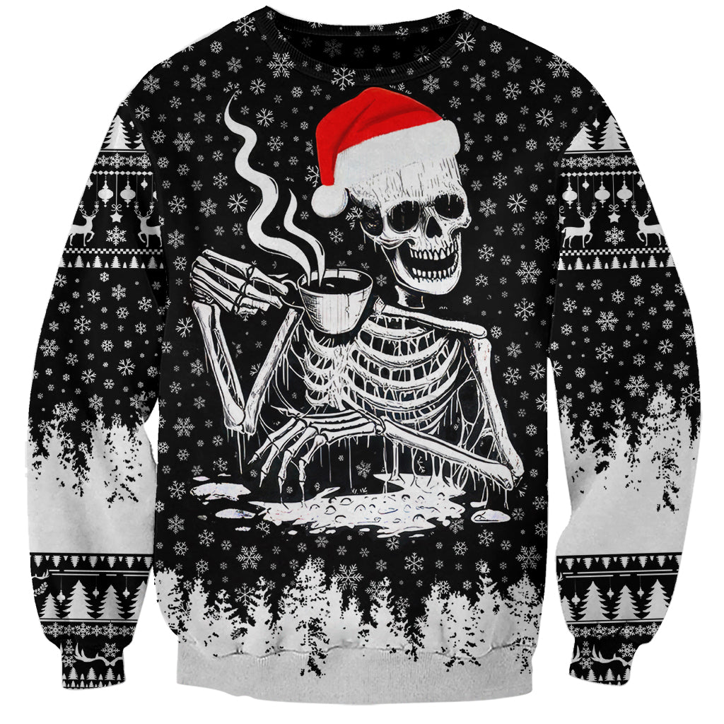 Skeleton Santa Claus Sweatshirt Scary Skeleton Santa Claus Coming - Wonder Print Shop