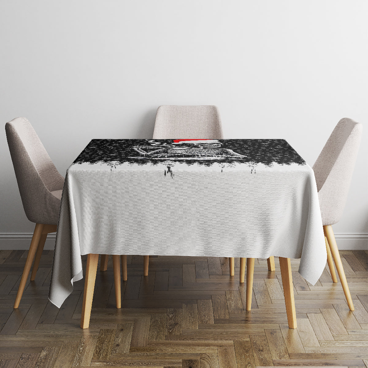Skeleton Santa Claus Tablecloth Scary Skeleton Santa Claus Coming - Wonder Print Shop
