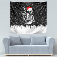 Skeleton Santa Claus Tapestry Scary Skeleton Santa Claus Coming - Wonder Print Shop