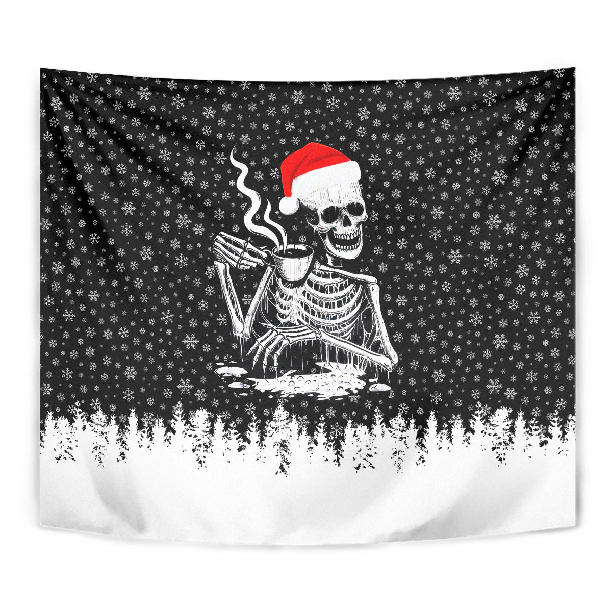 Skeleton Santa Claus Tapestry Scary Skeleton Santa Claus Coming - Wonder Print Shop