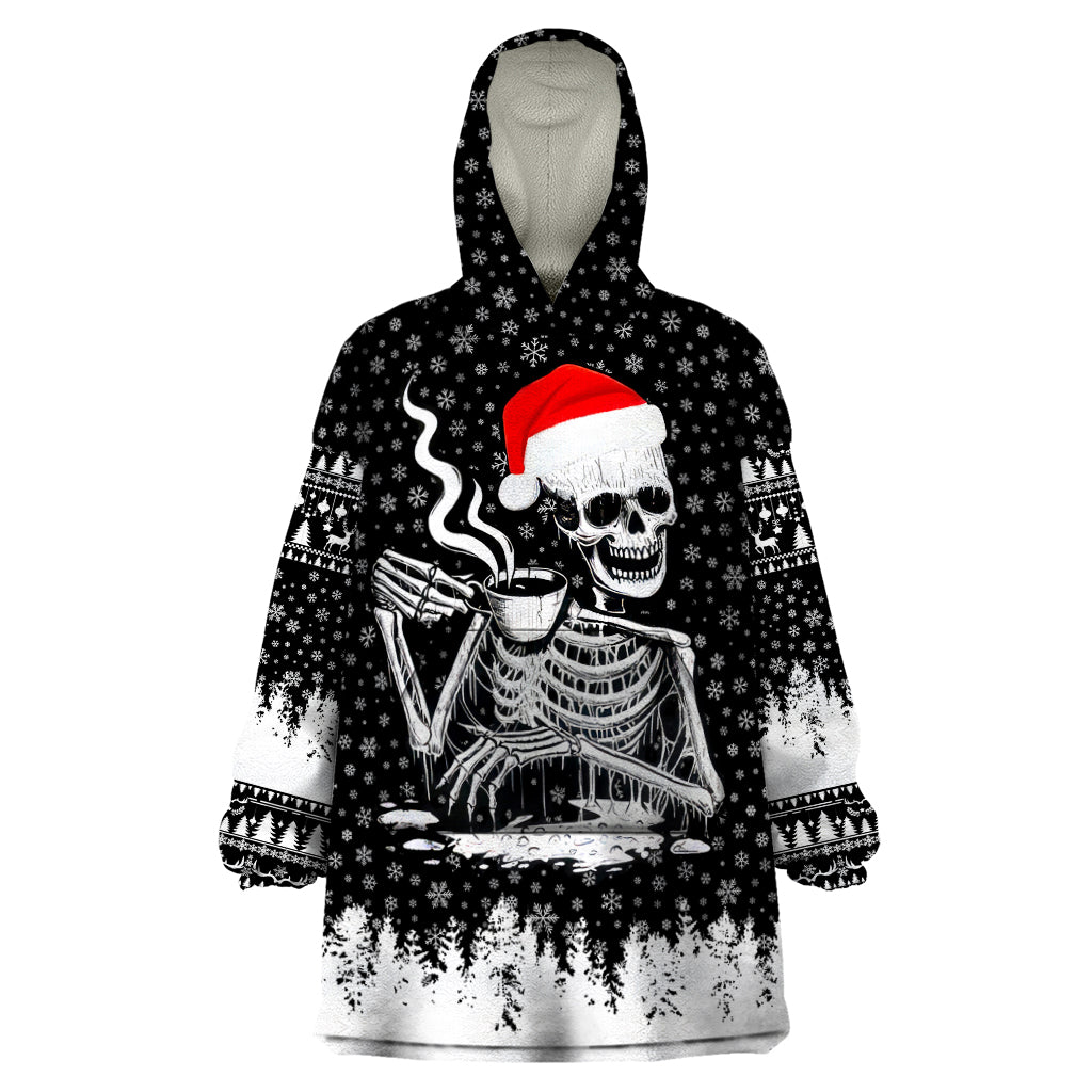 Skeleton Santa Claus Wearable Blanket Hoodie Scary Skeleton Santa Claus Coming - Wonder Print Shop