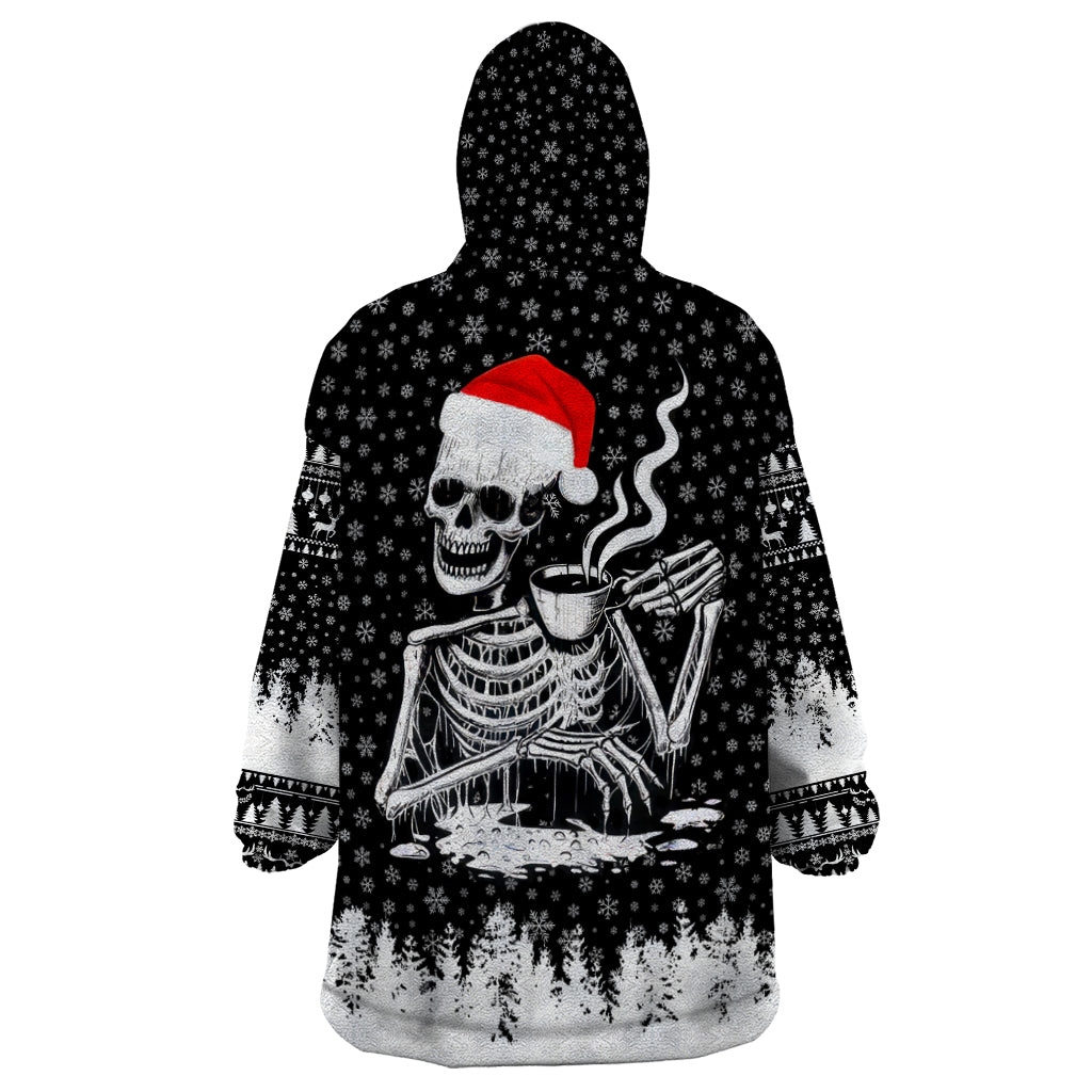 Skeleton Santa Claus Wearable Blanket Hoodie Scary Skeleton Santa Claus Coming - Wonder Print Shop