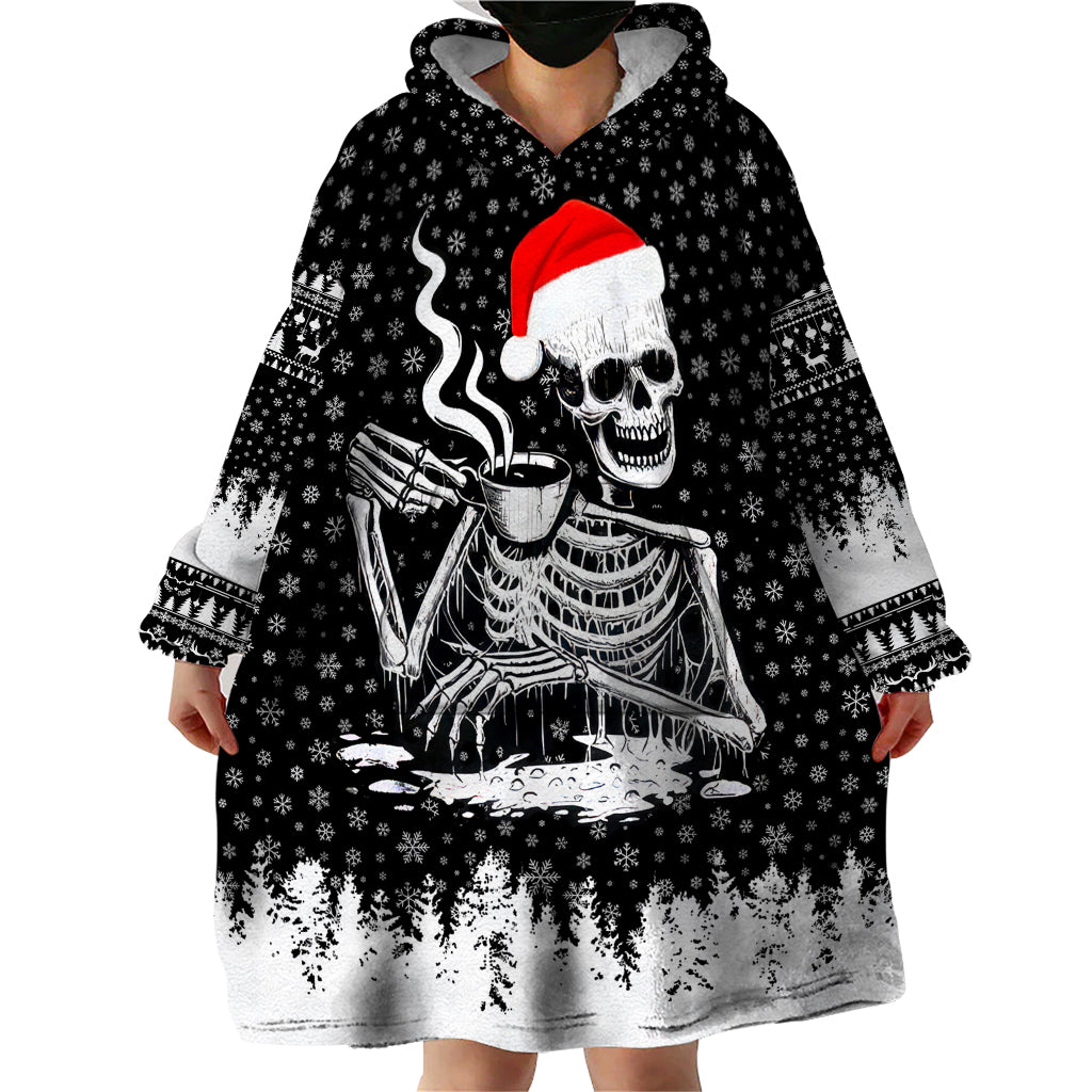 Skeleton Santa Claus Wearable Blanket Hoodie Scary Skeleton Santa Claus Coming - Wonder Print Shop